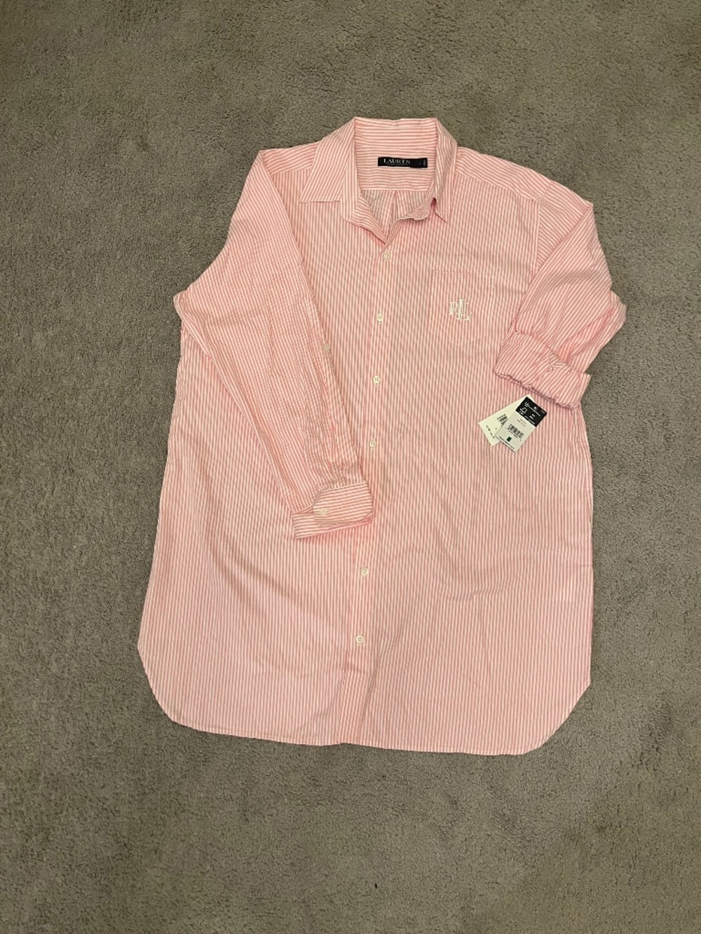 NWT Polo Ralph Lauren Pink Striped Long Sleep Shirt/Casual Dress